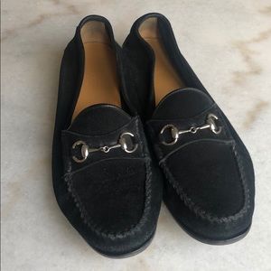 Authentic Gucci Black Suede Loafers-Size 38
